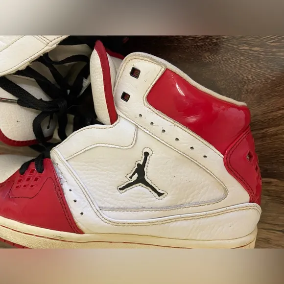 Jordan Red and White High-Top Sneakers