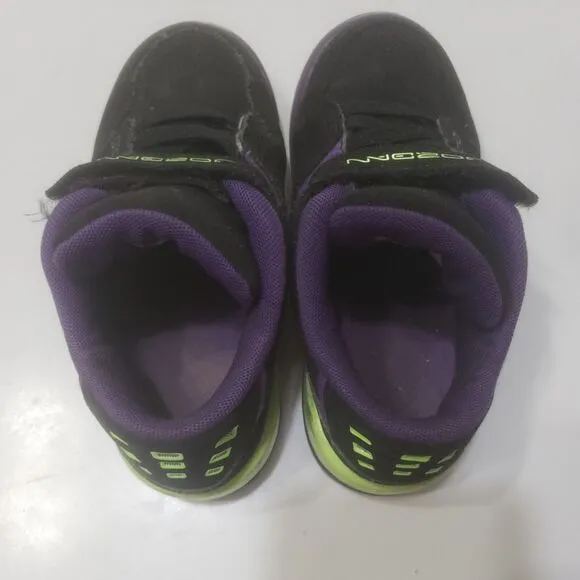Jordan Shoes Boys 10c Hook and Loop High Top Black Jump Man Purple Green Sneaker