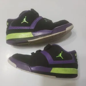 Jordan Shoes Boys 10c Hook and Loop High Top Black Jump Man Purple Green Sneaker