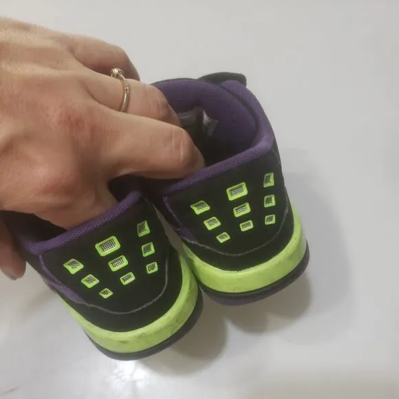 Jordan Shoes Boys 10c Hook and Loop High Top Black Jump Man Purple Green Sneaker