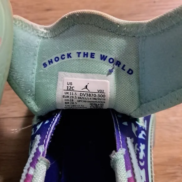 Jordan Zion 3 Kids' Mint Green and Purple Athletic Shoes Size 12