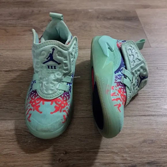 Jordan Zion 3 Kids' Mint Green and Purple Athletic Shoes Size 12