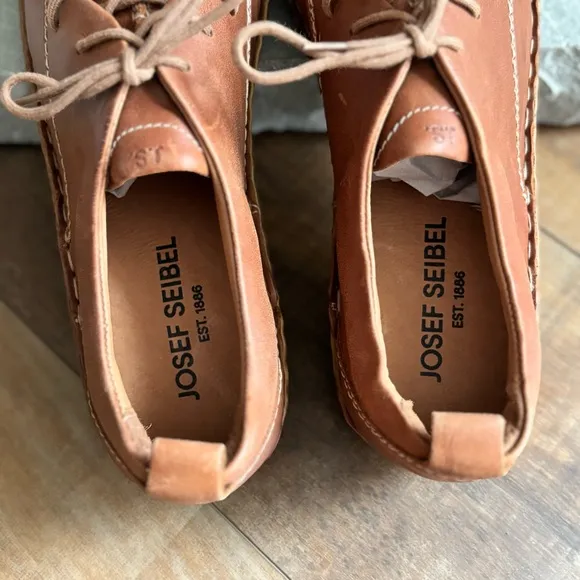 Josef Seibel Women Sz 41 US 10-10.5 Rosalie 50 Cognac Brown Leather Oxford Shoes