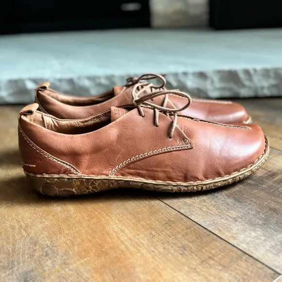 Josef Seibel Women Sz 41 US 10-10.5 Rosalie 50 Cognac Brown Leather Oxford Shoes