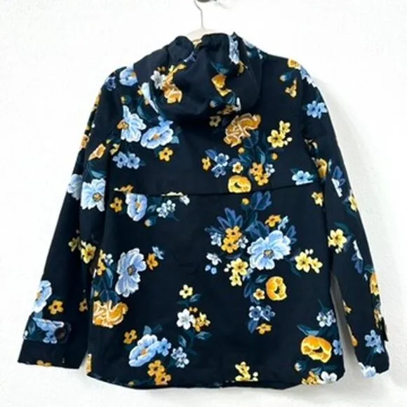 JOULES Right as Rain Floral Waterproof Jacket Blue/Yellow US 4 100% Cotton Outer