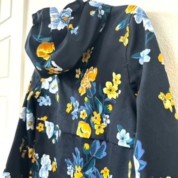 JOULES Right as Rain Floral Waterproof Jacket Blue/Yellow US 4 100% Cotton Outer