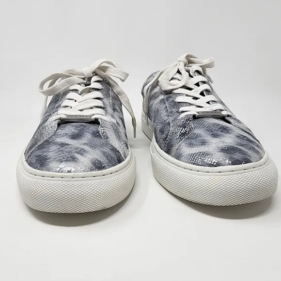 J/Slides Sneaker Women 9.5M Lucki Silver Metallic Snake Leather Comfort Studded