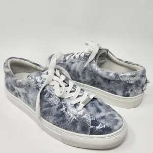 J/Slides Sneaker Women 9.5M Lucki Silver Metallic Snake Leather Comfort Studded