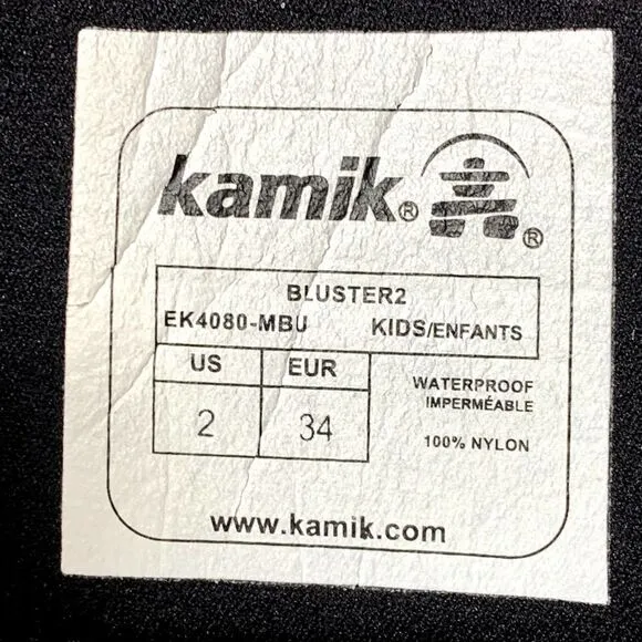 KAMIK BLUSTER 2 Kids Girls Size 2 - Pink/purple Waterproof Boots EK4080-MBU