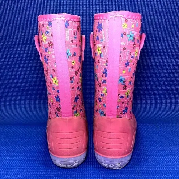 KAMIK BLUSTER 2 Kids Girls Size 2 - Pink/purple Waterproof Boots EK4080-MBU