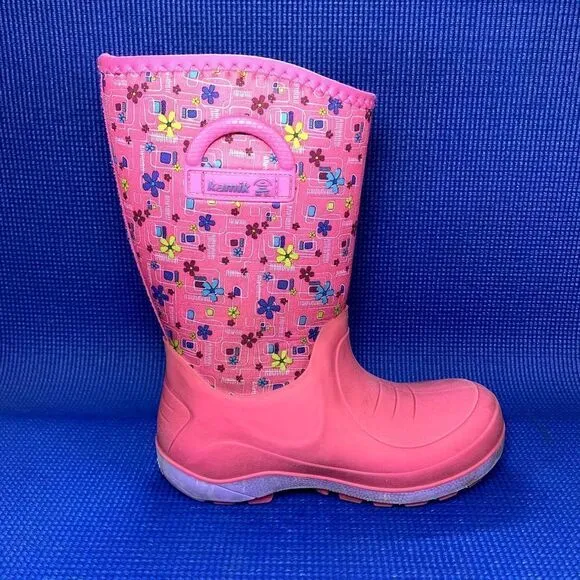 KAMIK BLUSTER 2 Kids Girls Size 2 - Pink/purple Waterproof Boots EK4080-MBU
