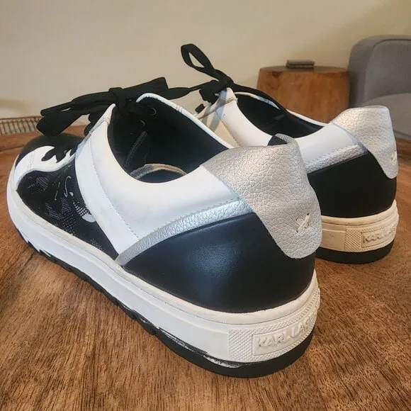 Karl Lagerfeld Paris Leather Camo Sawtooth Low Top Sneakers Shoes Mens 11.5