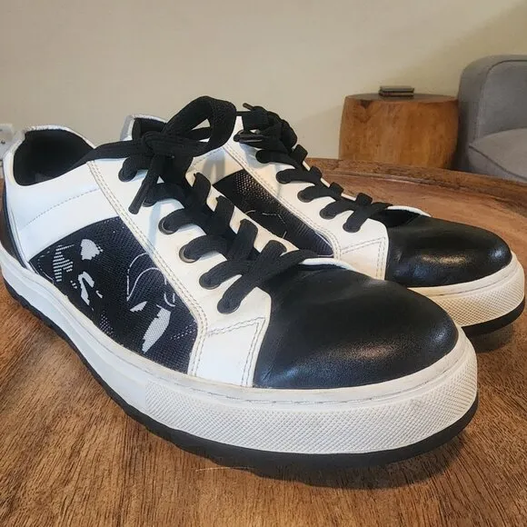 Karl Lagerfeld Paris Leather Camo Sawtooth Low Top Sneakers Shoes Mens 11.5