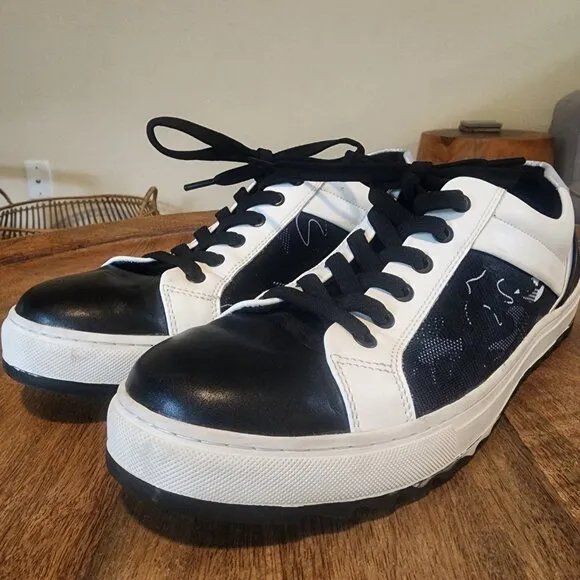 Karl Lagerfeld Paris Leather Camo Sawtooth Low Top Sneakers Shoes Mens 11.5
