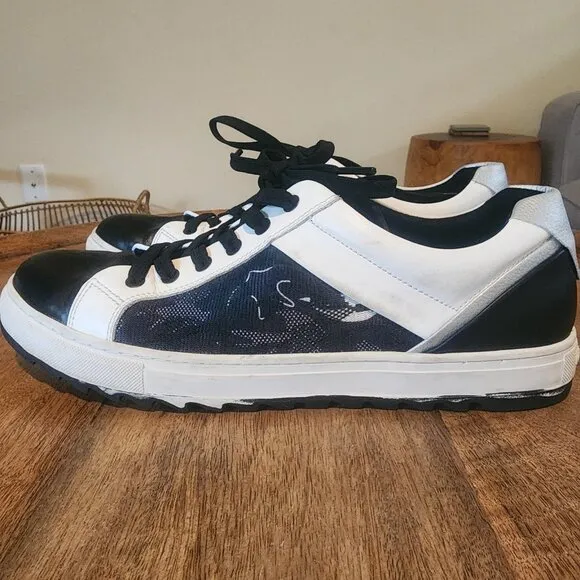 Karl Lagerfeld Paris Leather Camo Sawtooth Low Top Sneakers Shoes Mens 11.5