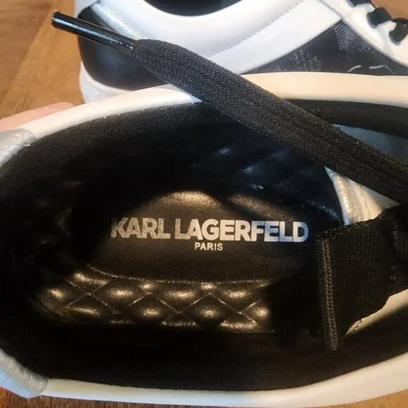 Karl Lagerfeld Paris Leather Camo Sawtooth Low Top Sneakers Shoes Mens 11.5