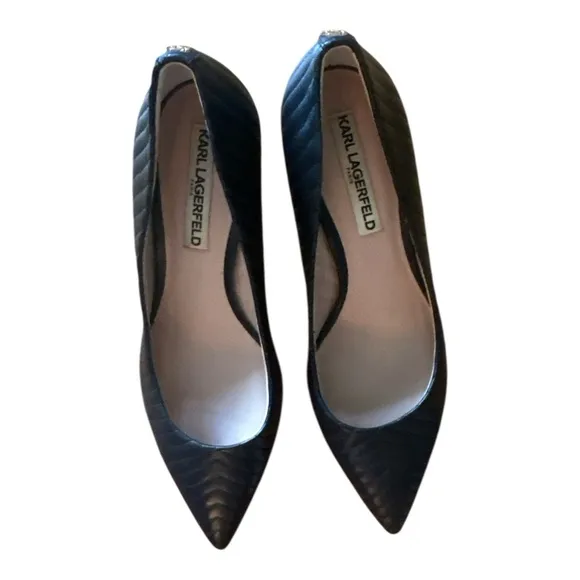 Karl Lagerfeld women’s black quilted pumps size 7.5