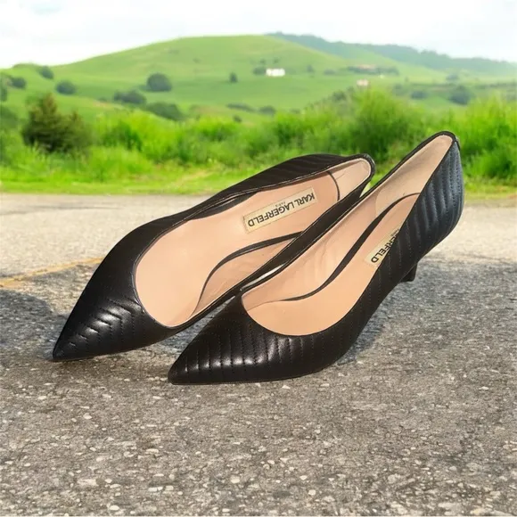 Karl Lagerfeld women’s black quilted pumps size 7.5