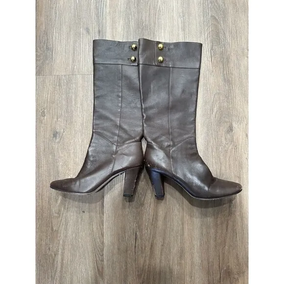 Kate Spade Shoes‎ Womens Leather Size 9.5 M Brown Knee High Heeled Boots
