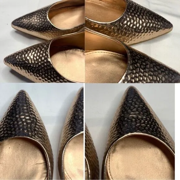 Katy Perry The Sissy Hammered-Emboss Rose Gold Pointed Shoes High Heels Size 7.5