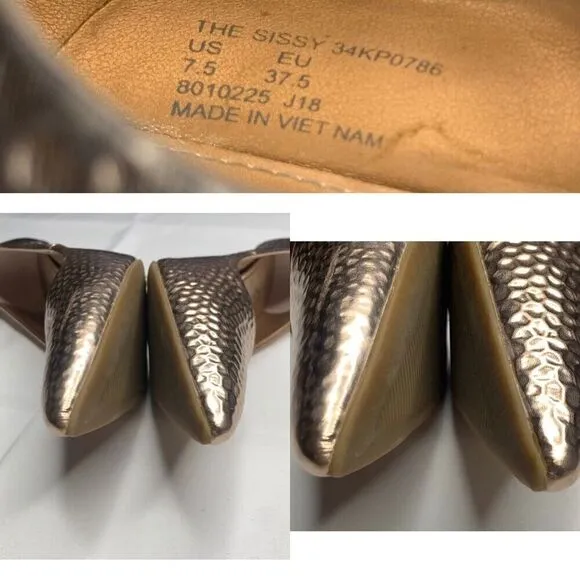 Katy Perry The Sissy Hammered-Emboss Rose Gold Pointed Shoes High Heels Size 7.5