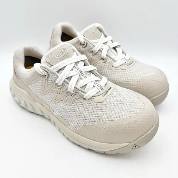 Keen Womens Dillon Work Shoes US 7 Wide Silver White Composite Toe SR NIB