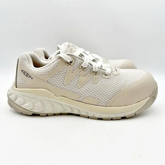 Keen Womens Dillon Work Shoes US 7 Wide Silver White Composite Toe SR NIB