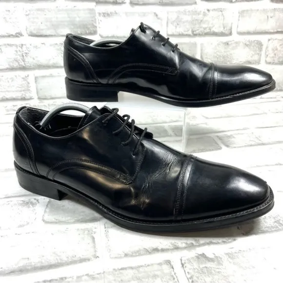 Kenneth Cole All Gathered ED Men’s Size 11.5 Black Leather Captoe Oxford Shoes