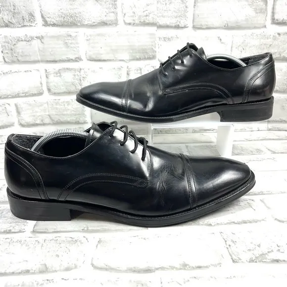 Kenneth Cole All Gathered ED Men’s Size 11.5 Black Leather Captoe Oxford Shoes
