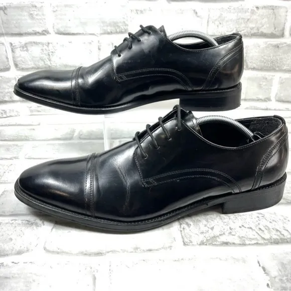 Kenneth Cole All Gathered ED Men’s Size 11.5 Black Leather Captoe Oxford Shoes