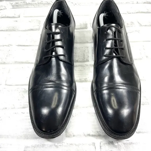 Kenneth Cole All Gathered ED Men’s Size 11.5 Black Leather Captoe Oxford Shoes