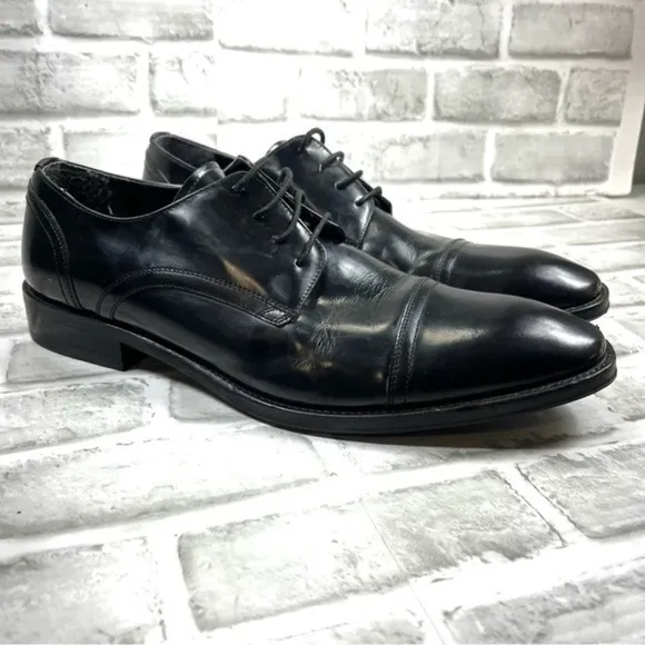 Kenneth Cole All Gathered ED Men’s Size 11.5 Black Leather Captoe Oxford Shoes