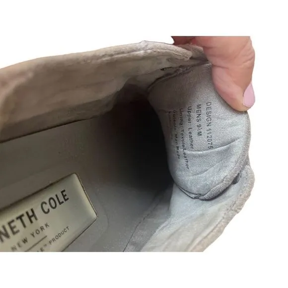 Kenneth Cole Mens Gray Leather Lace Up Low Top Sneakers Shoes Size 9.5