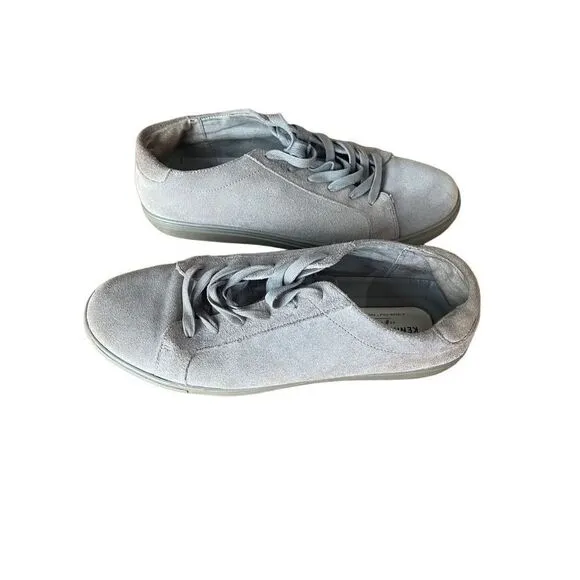 Kenneth Cole Mens Gray Leather Lace Up Low Top Sneakers Shoes Size 9.5
