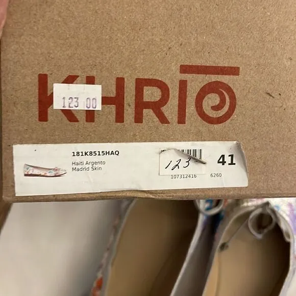 KHRIO BALLET FLATS.   SILVER, BLUE, LAVENDER, ORANGE AND GREEN.  NEW