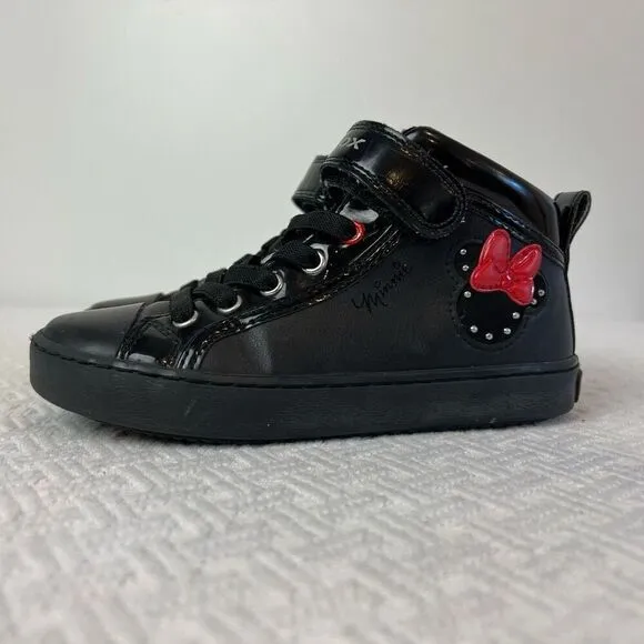 Kids Geox Kalispera V High Top Black Red Zip Up Girls Shoes Size 11 Sneakers