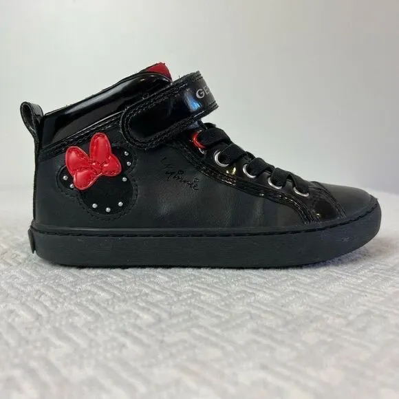 Kids Geox Kalispera V High Top Black Red Zip Up Girls Shoes Size 11 Sneakers
