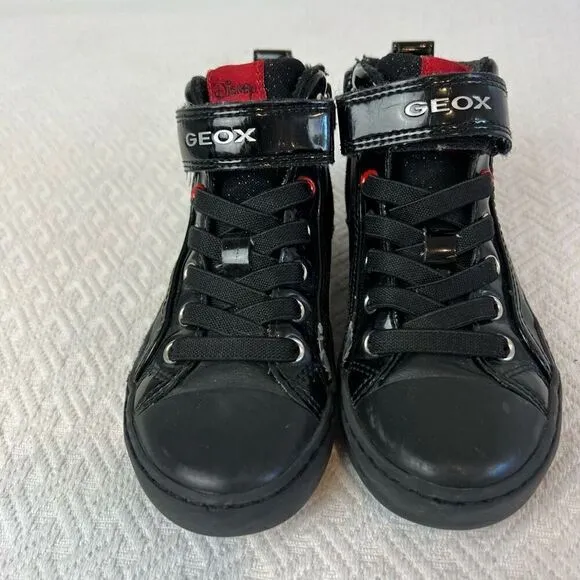 Kids Geox Kalispera V High Top Black Red Zip Up Girls Shoes Size 11 Sneakers