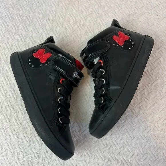 Kids Geox Kalispera V High Top Black Red Zip Up Girls Shoes Size 11 Sneakers