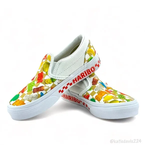 KIDS VANS X HARIBO GUMMY BEAR CLASSIC SLIP-ON SHOES, SIZE US 12.5