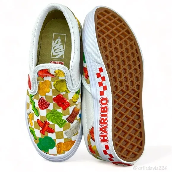 KIDS VANS X HARIBO GUMMY BEAR CLASSIC SLIP-ON SHOES, SIZE US 12.5