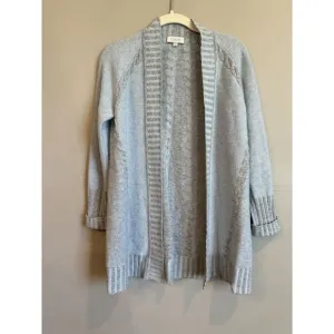 Kinross Cashmere Blue Grey Cableknit Cashmere‎ Cardigan XS