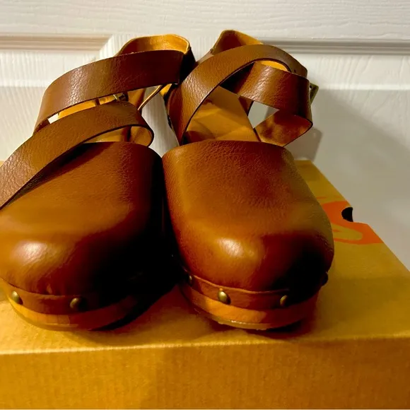 Korks Women's Evah Clog Women's Shoes brown Size 10 Pure Leather!!!