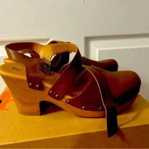 Korks Women's Evah Clog Women's Shoes brown Size 10 Pure Leather!!!