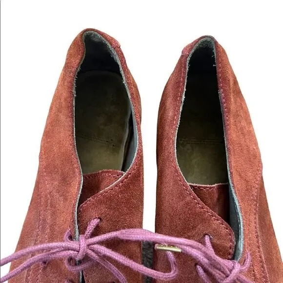 KSUBI Mens Burgundy Suede Lace Up Oxfords Shoes - Size 43 EUR Made in Portugal