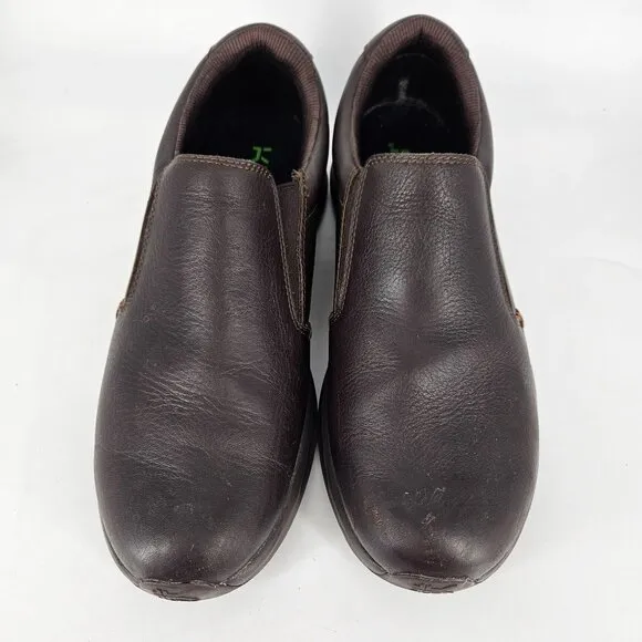 Kuru Slip-On Loafer Shoes 10.5 M Brown Leather Comfort Walk Cushion Arch Support
