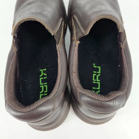 Kuru Slip-On Loafer Shoes 10.5 M Brown Leather Comfort Walk Cushion Arch Support