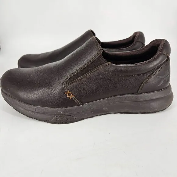Kuru Slip-On Loafer Shoes 10.5 M Brown Leather Comfort Walk Cushion Arch Support