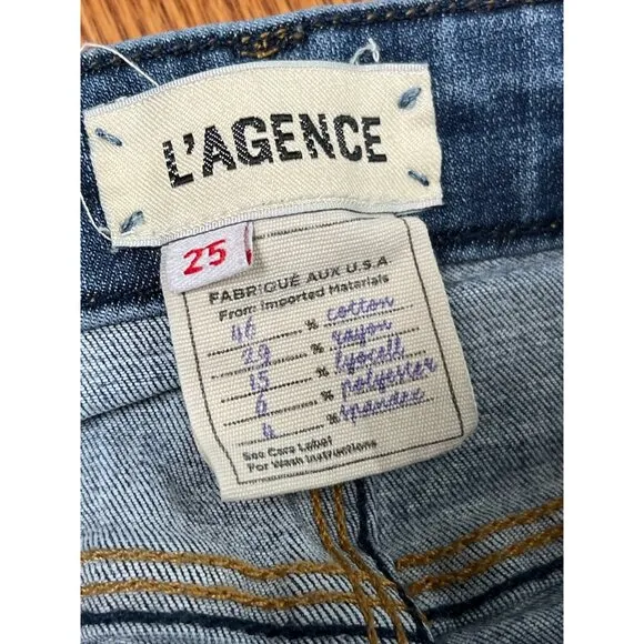 LAgence Womens High-Rise Skinny Jeans Size 25 Dark Wash Stretch Denim