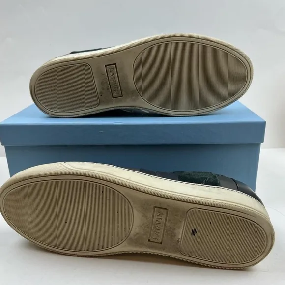 Lanvin Paris Mens Striped Calfskin Low Top Lace Up Shoes Size 12 US
